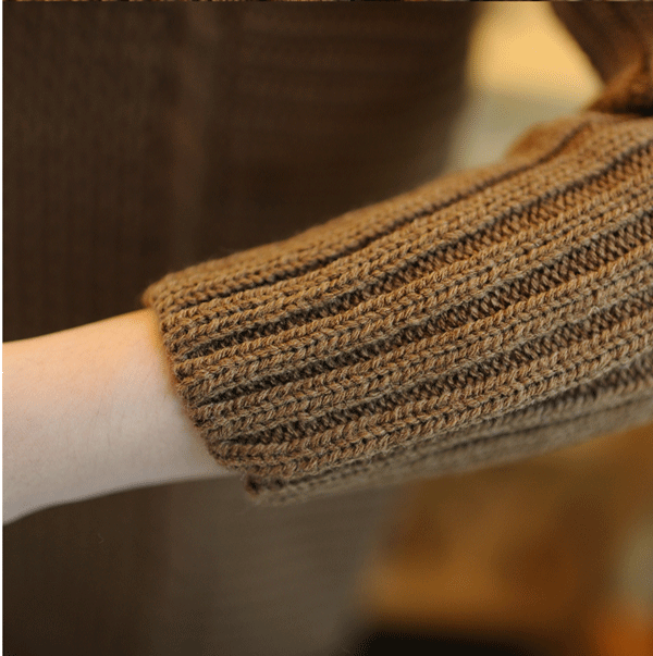 fashion เสื้อกันหนาวไหมพรม สีน้ำตาล ใส่เที่ยว น่ารักๆ