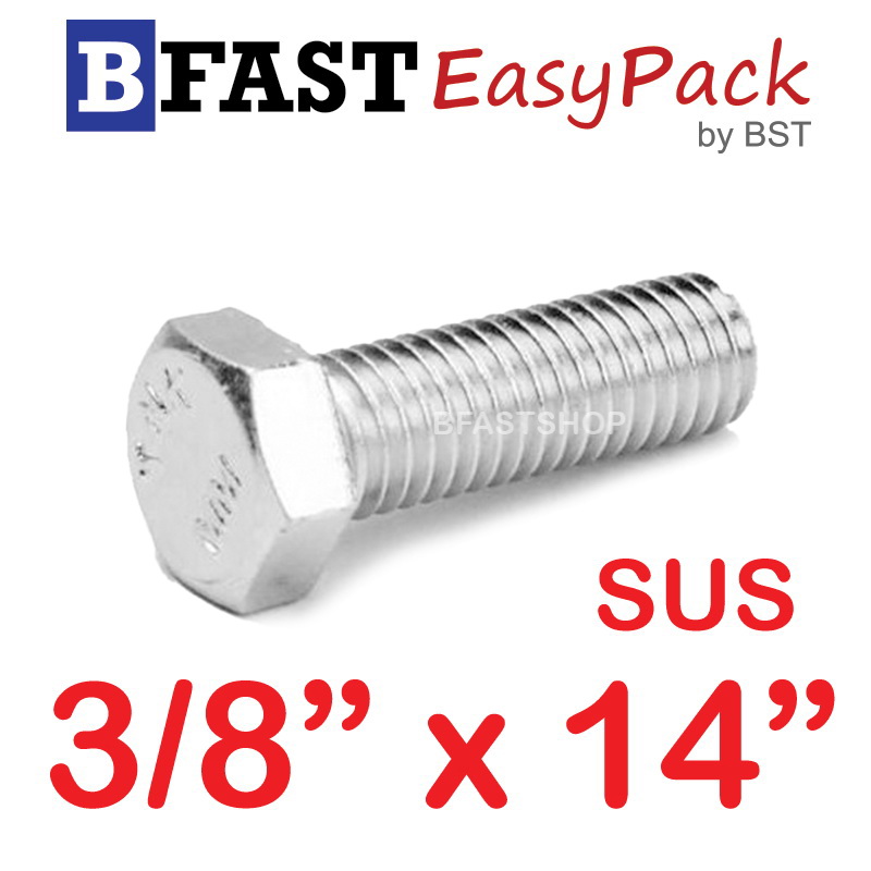 สกรูหัวเหลี่ยมสแตนเลส 3/8" x 14" (1 ตัว)