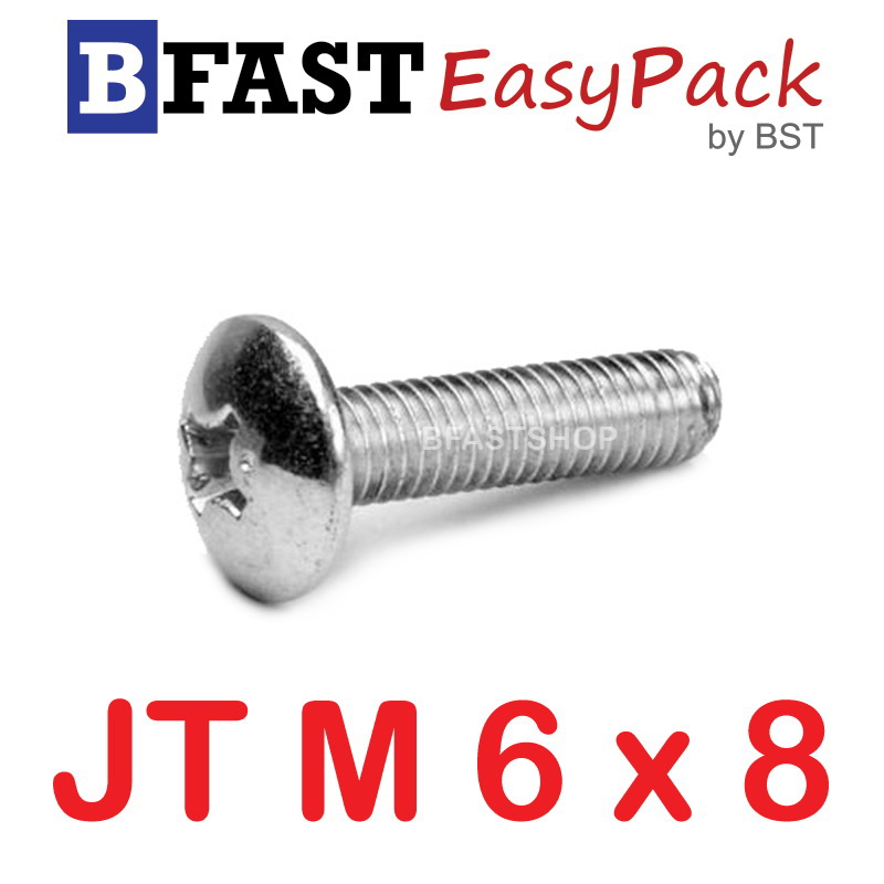 สกรูสแตนเลส SUS JT M6 x 8 (10 ตัว/ถุง)