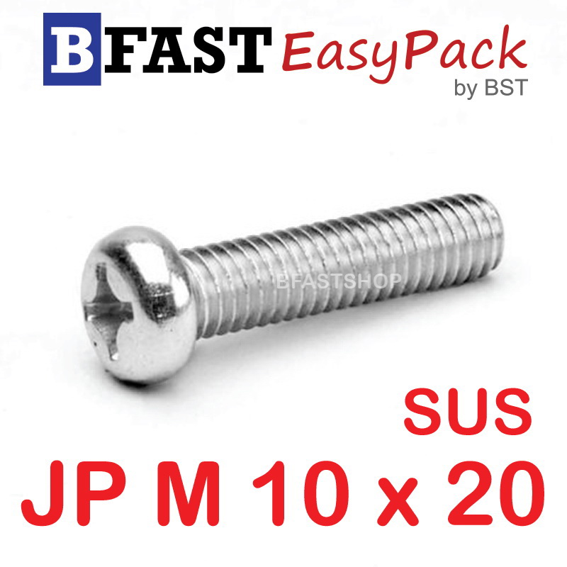 สกรูสแตนเลส SUS JP M10 x 20 (1 ตัว/ถุง)