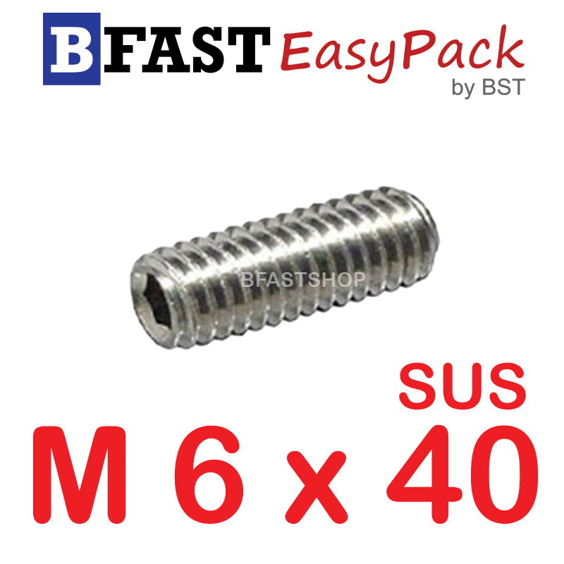 สกรูตัวหนอนสแตนเลส SUS M6 x 40 (4 ตัว/ถุง)