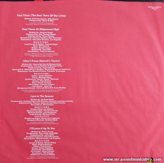 Various Artists - Fast Times At Ridgemont High • Music From The Motion Picture