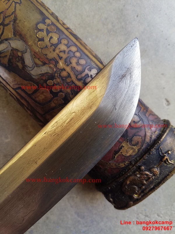 ซามูไรสั้น ดาบญี่ปุ่น ลายเสือเล่มเล็ก ฮาราคีรี ใบมีดเป็นเหล็กลาย (ใบมีดดามัสกัส)