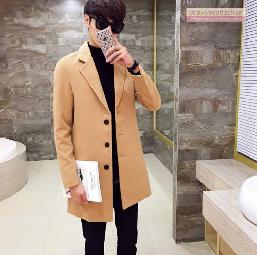 เสื้อโค้ทผู้ชาย สไตล์เกาหลี ทรงคลาสสิค ใส่ง่ายเข้ากับทุกชุด กันหนาวได้ดี พร้อมส่ง สีครีมน้ำตาล