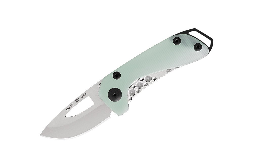 มีดพับ Buck 417 Budgie Compact Folding Knife 2" S35VN Drop Point Plain Blade, Translucent Green (Jade) G10 and Stainless Steel Handles (0417GRS) - 13019