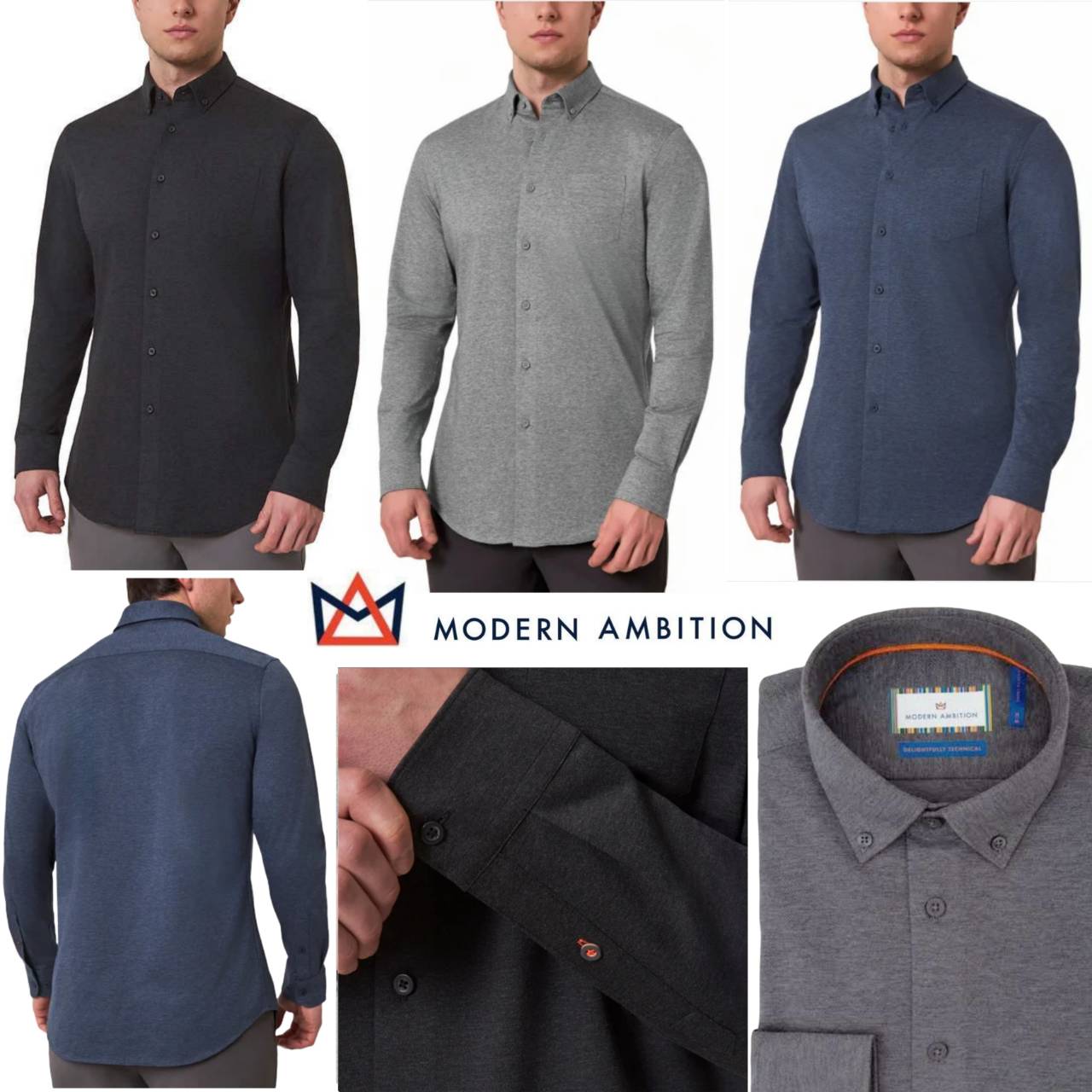 Modern Ambition Long Sleeve FlexPique Knit Cotton Shirt