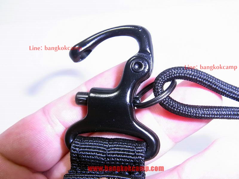 พวงกุญแจ ผ้าคอดูร่า คาราบิเนอร์ Carabiners สแน็ปลิงค์ Snaplink ตะขอเกี่ยว - ห่วงถอดได้ เหน็บเข็มขัดได้ (แบบ2สลัก-สีเขียว)