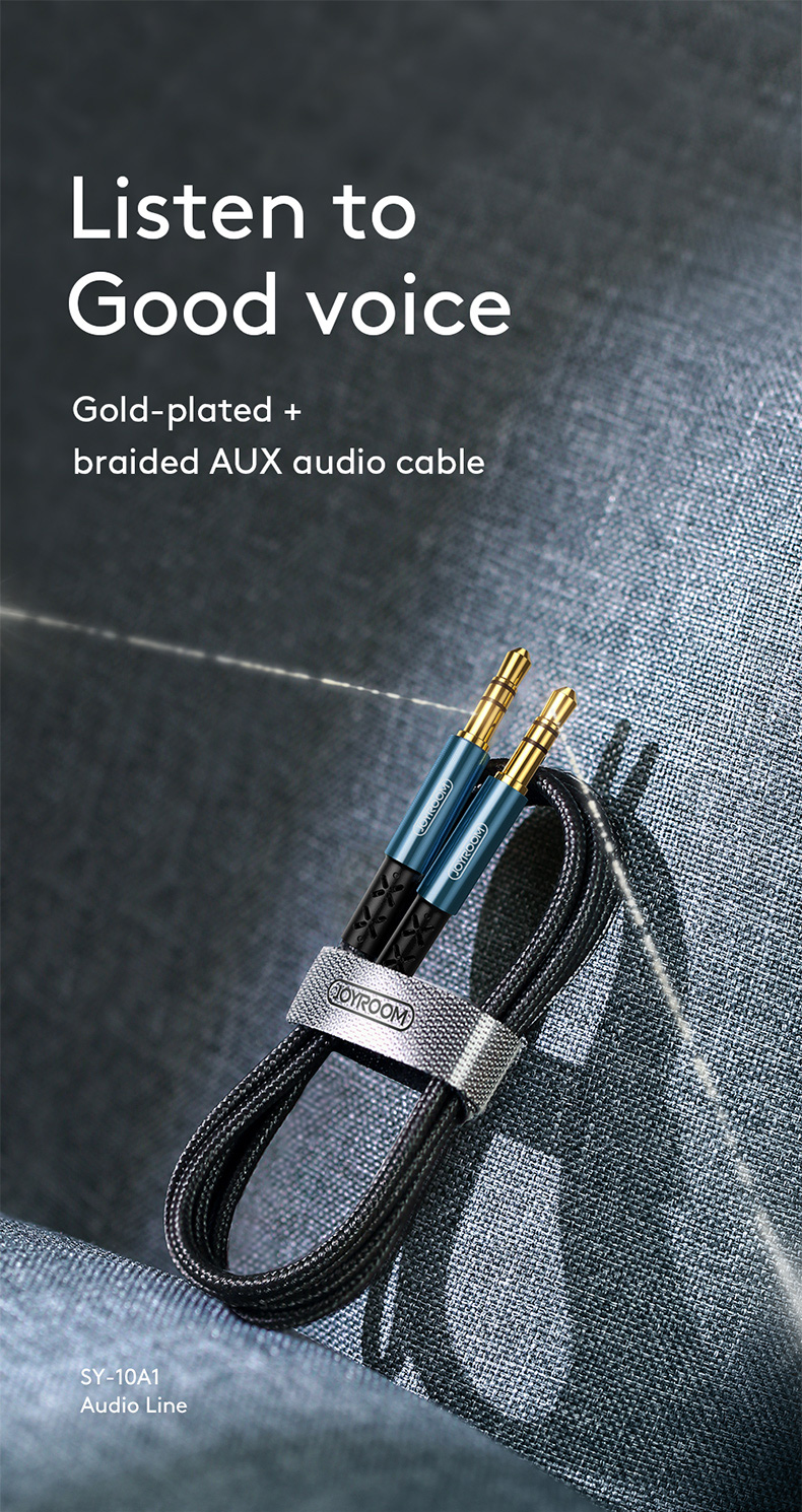 Joyroom A1. AUX car stereo audio cable - สายเชื่อมต่อสัญญาณเสียง 3.5mm สาย 1เมตร 2เมตร