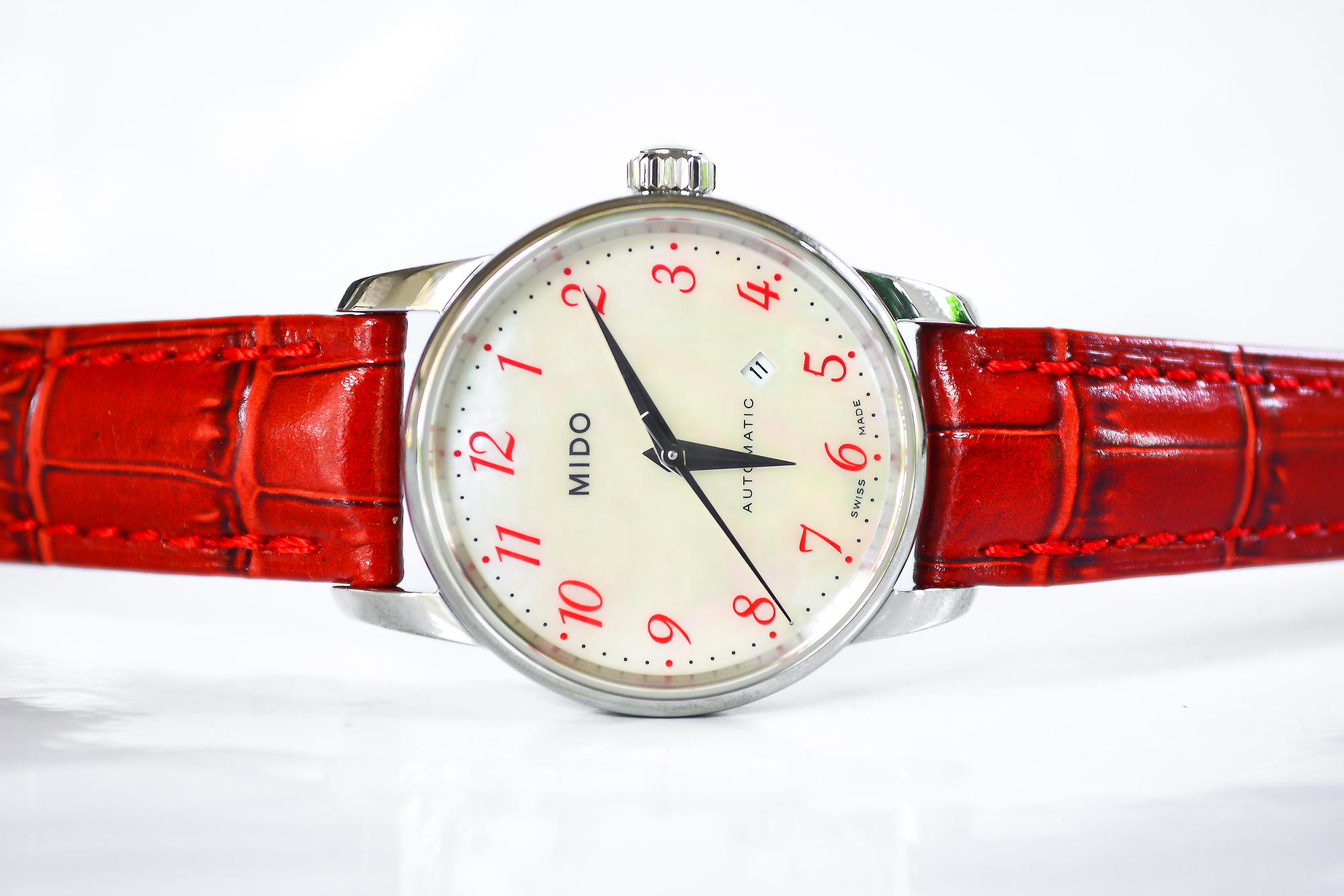 NEW:MIDO Automatic Baroncelli lady M7600.4.39.7 สายหนังแดง