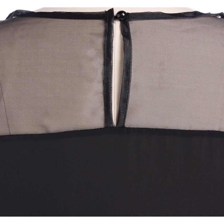 Jo.In Women Thin Net Splicing Scoop Neck Slim Fit Chiffon Women - DressesS-XL (Black)