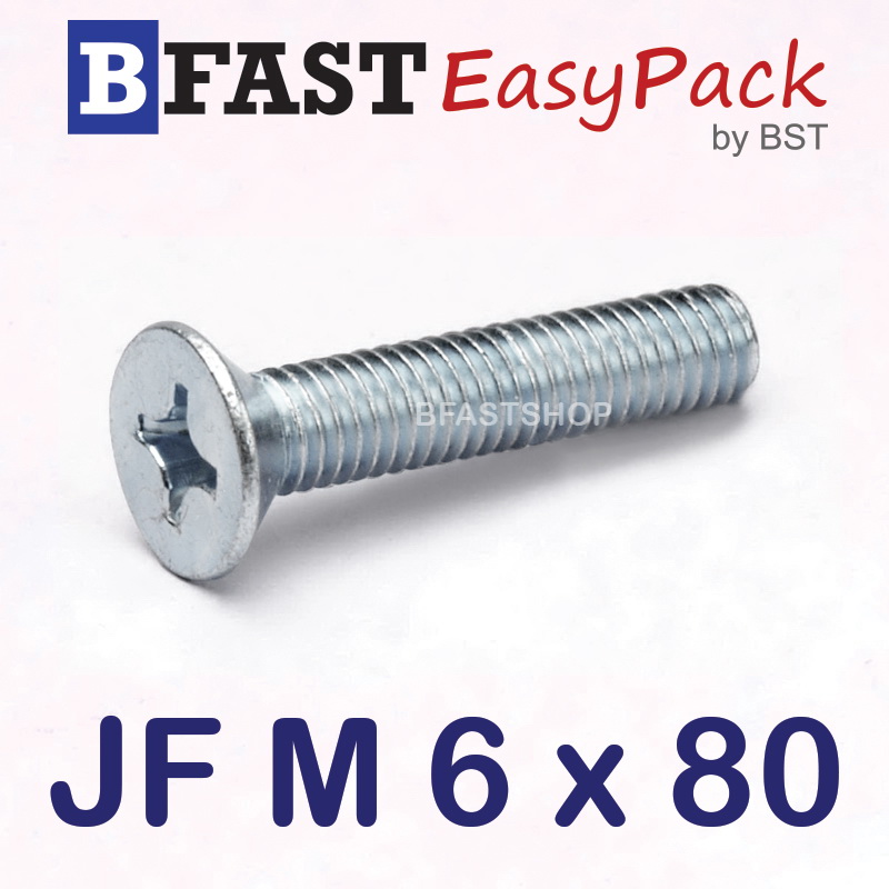 สกรูมิลสี่แฉก JF M 6 x 80 (10 ตัว/ถุง)