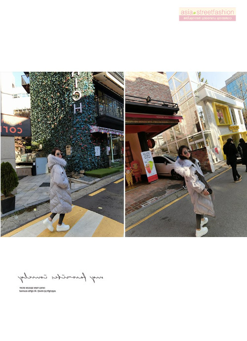 เสื้อกันหนาวฮู้ดดี้ ทรงยาว แต่งเฟอร์หนาฟู เทา งานเกรดดีเหมือนแบบ อุ่นมาก หิมะก็เอาอยู่ (ถอดขนถอดฮู้ดได้)