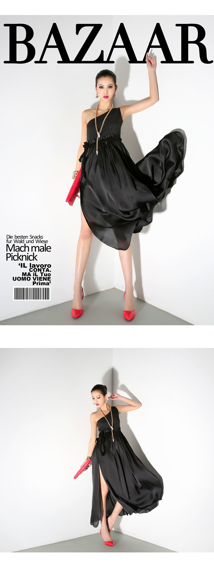 MAXI DRESS ชุดเดรสยาวผ้าชีฟอง เปิดไหล่ สีดำ ใส่ออกงาน สวย เซ็กซี่ ASIA STREET FASHION