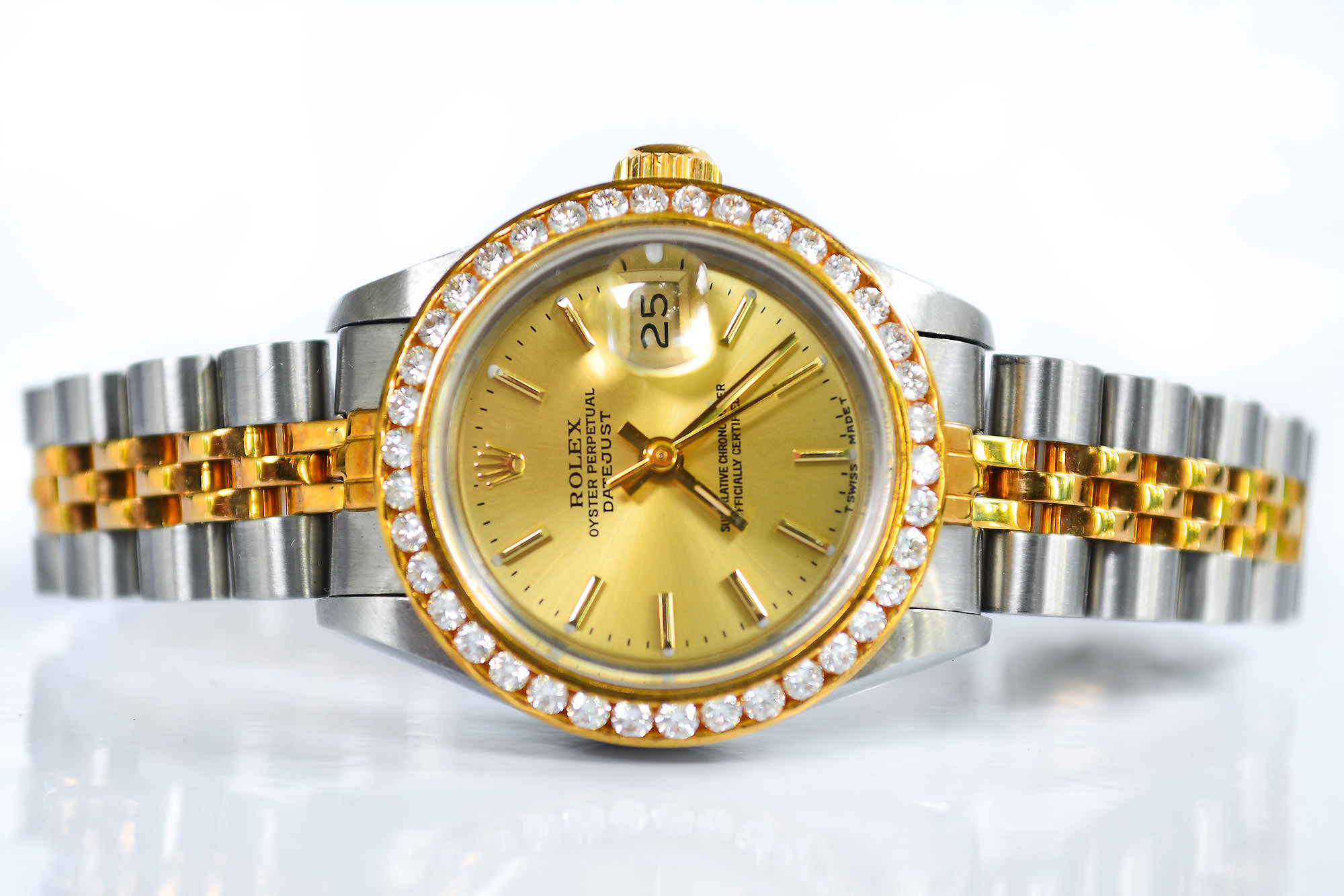 Rolex Date-just Ladysize 2tone ขอบเพชร(Sold)