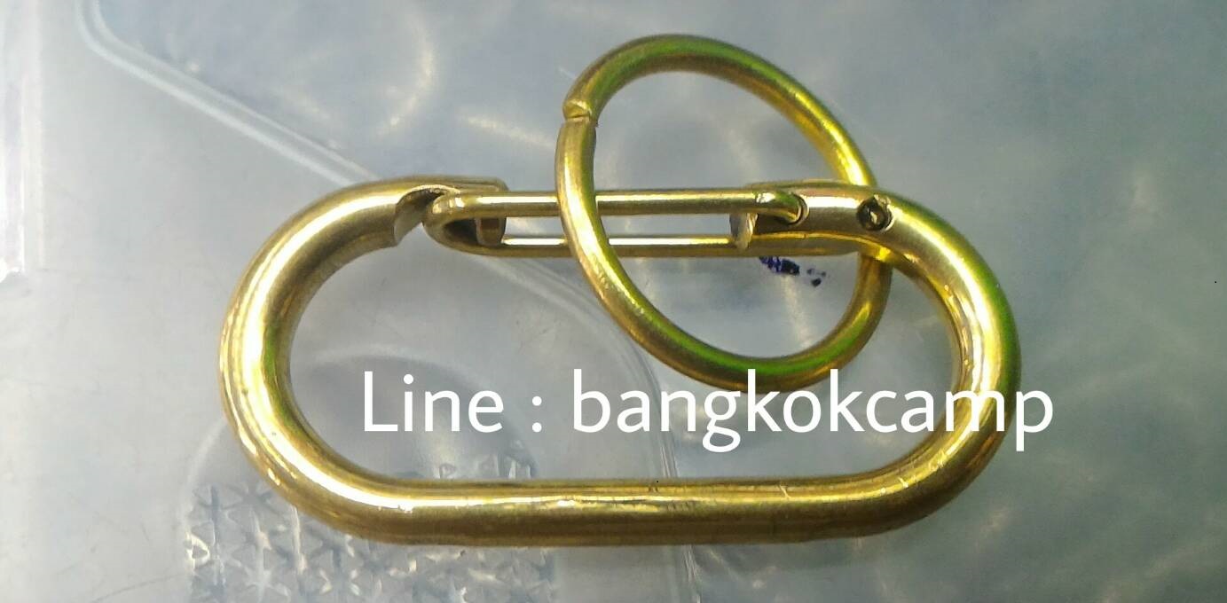 พวงกุญแจ คาราบิเนอร์ Carabiners สแน็ปลิงค์ Snaplink ตะขอเกี่ยว - ทองเหลือง 2.5นิ้ว (แบบตัวโอ) (2อัน)