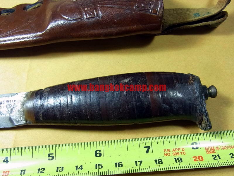 มีดใบตายนอร์เวย์ ด้ามหนังอัด ปลอกหนังแท้ตอกลาย