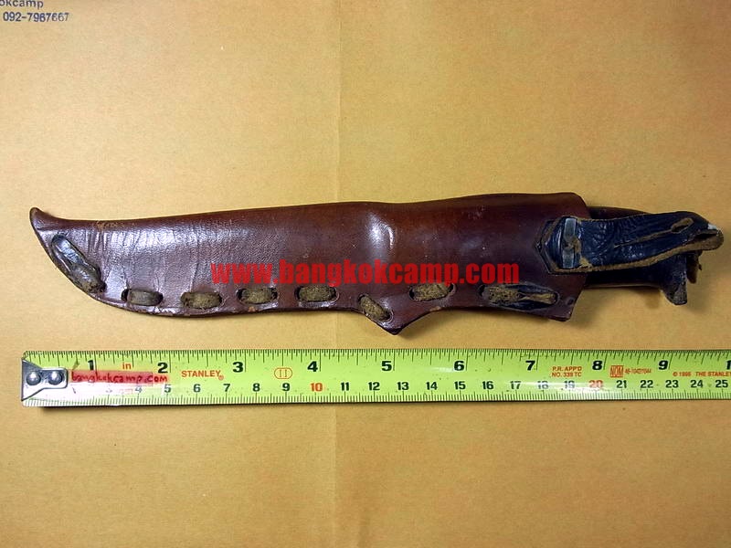 มีดใบตายนอร์เวย์ ด้ามหนังอัด ปลอกหนังแท้ตอกลาย