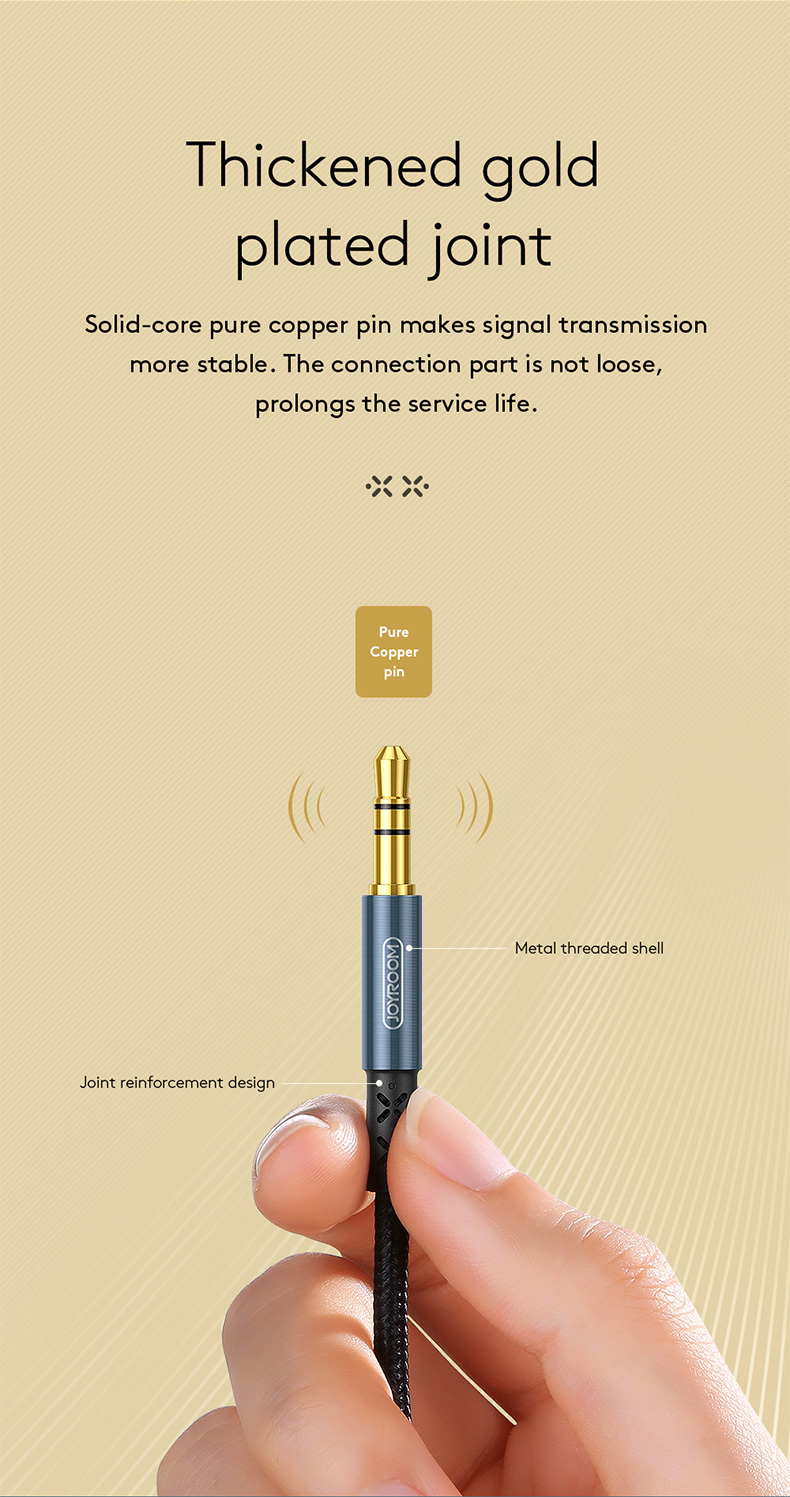 Joyroom A1. AUX car stereo audio cable - สายเชื่อมต่อสัญญาณเสียง 3.5mm สาย 1เมตร 2เมตร