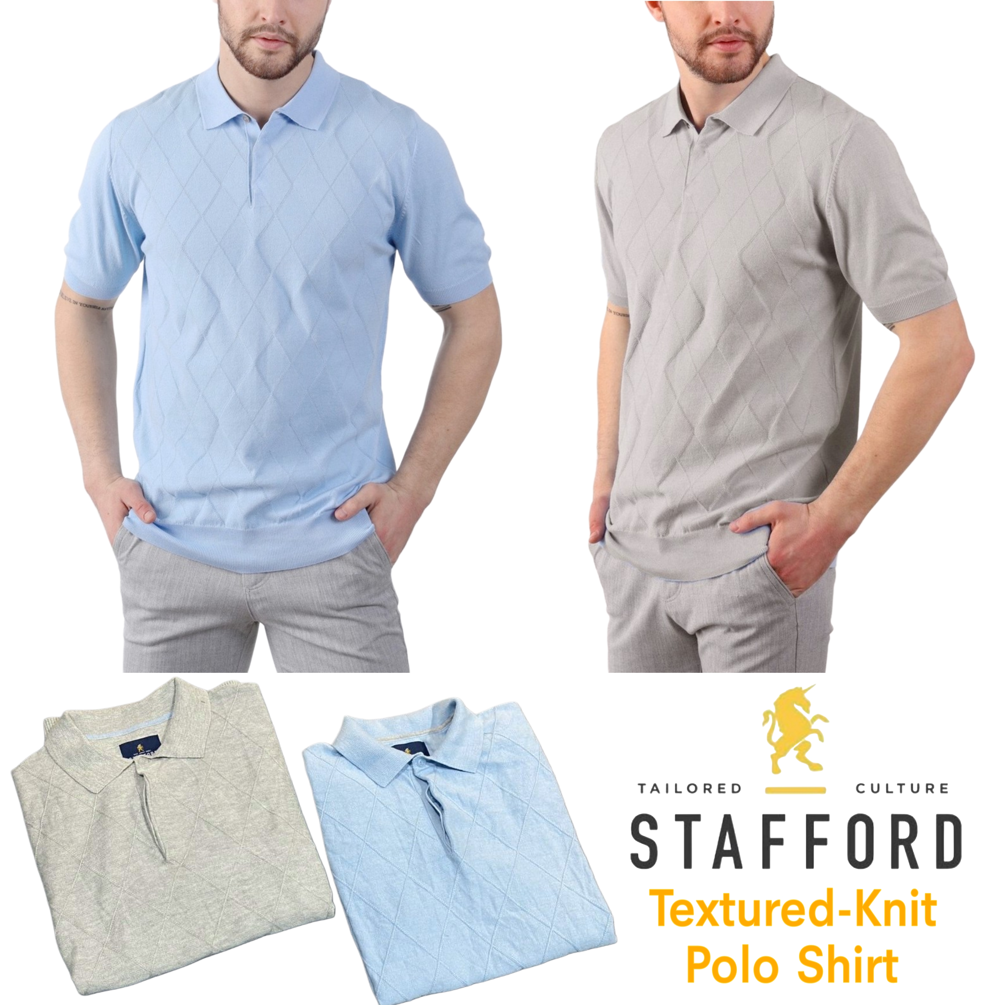 Stafford Textured-knit polo shirt