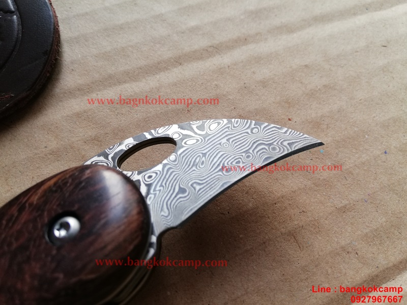 มีดพับ ดามัสกัส Damascus พร้อมซองหนังแท้ (6)