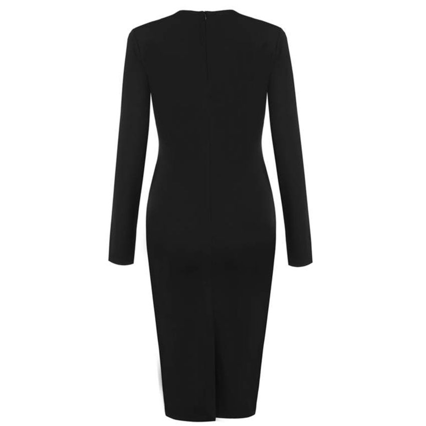 Cyber ANGVNS Long Sleeve High Waist Solid Stretch Office WorkBusiness Party Bodycon Women - Dresses (Black)