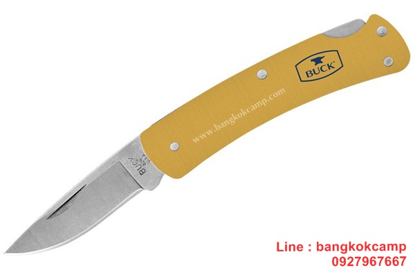 มีดพับ Buck 524 Alumni Folding Knife 1.875" Plain Blade, Gold Aluminum Handles - 11774