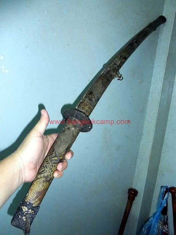 ดาบซามูไร ใบมีดเป็นเหล็กลาย (ใบมีดดามัสกัส) ลายเสือ