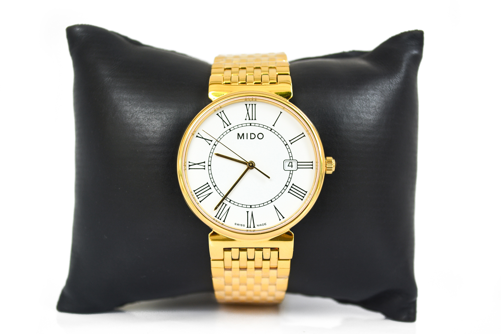 Mido Dorada Quartz เรือนทอง หน้าขาว หลักโรมัน