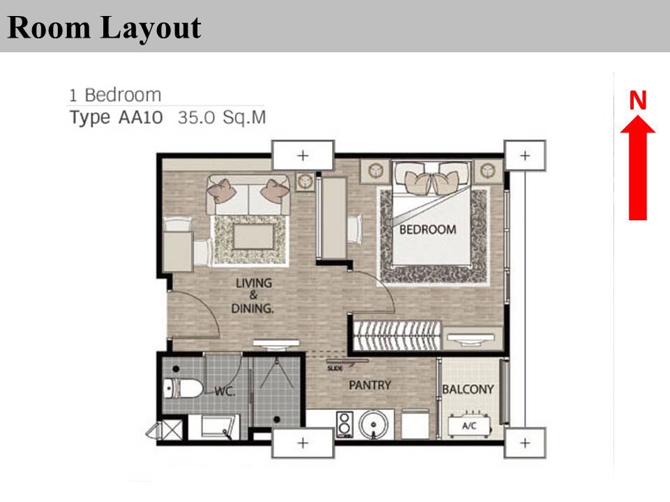 ขายคอนโด Rhythm Ratchada (ริธึม รัชดา) 1 ห้องนอน 1 ห้องน้ำ ชั้น 14 ขนาด 36 ตรม
