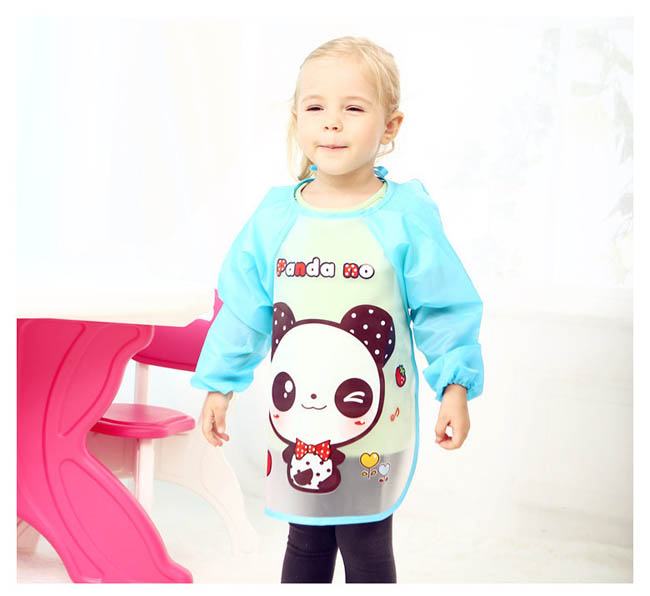 เสื้อกันเปื้อนเด็กแขนยาวกันน้ำ แบบใส ลายรูปสัตว์