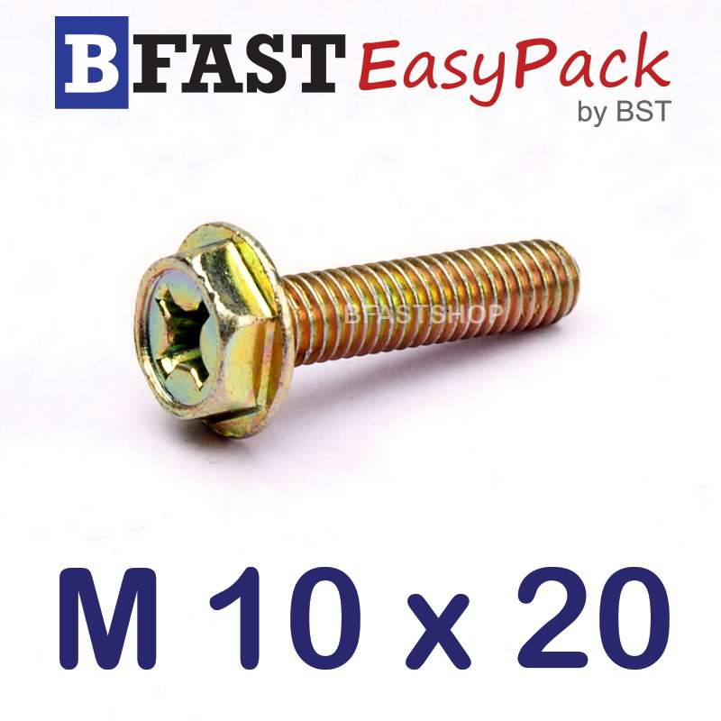 สกรูหัวเหลี่ยมติดแหวน HW+ M10 x 20 (4 ตัว/ถุง)