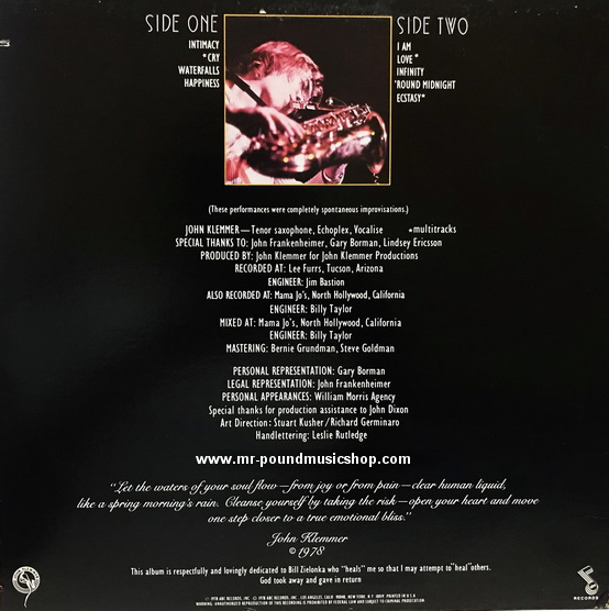 John Klemmer - Solo Saxophone - Cry