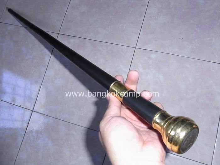 ไม้ตะพด ซ่อนมีด ประดับเหรียญ ช้างเอราวัณ(ช้าง3เศียร) สวย คลาสิก (หัวใหญ่ ทรงลูกบิด)