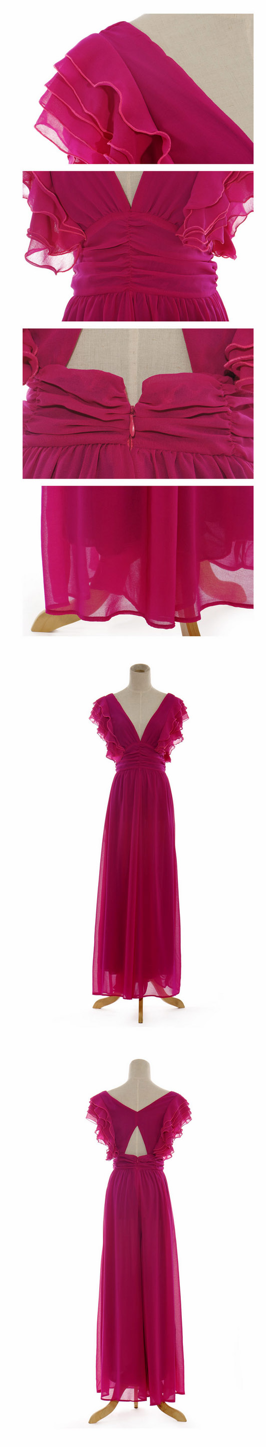 fashion jumpsuit ชุดเอี๊ยมกางเกงขายาว เซ็กซี่ คอวี สีม่วง สไตล์ยุโรป ผ้าชีฟอง สามารถใส่ออกงานได้