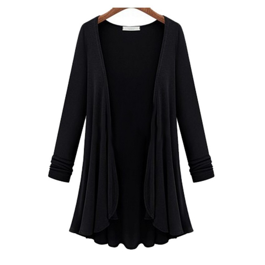 Moonar Cardigan Knit Sweater Coat Long Plus Size Black