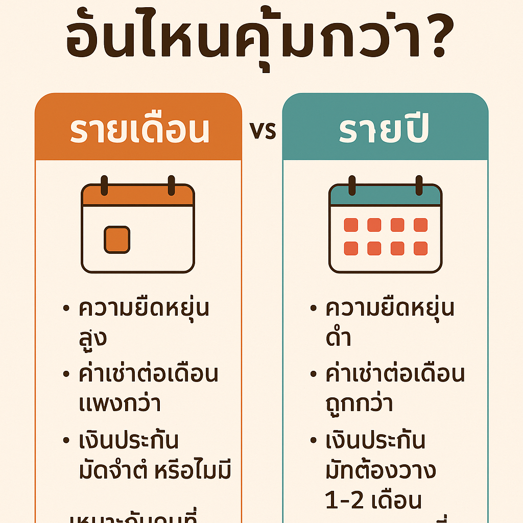 เช่าคอนโดรายเดือน vs รายปี อันไหนคุ้มกว่า?