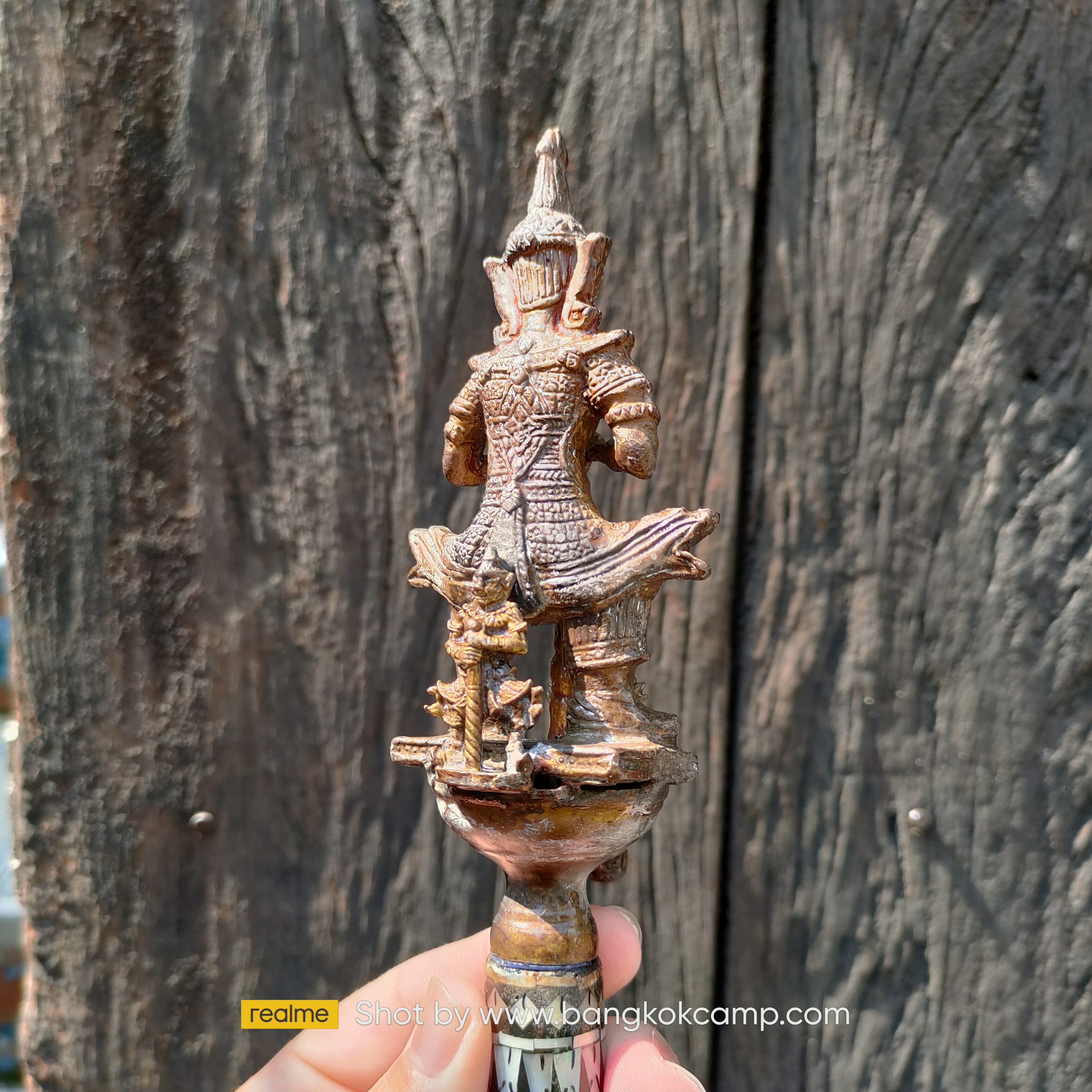 ไม้ครู หรือไม้ถือประดับมุข หัวท้าวเวสสุวรรณ ท้ายพระราหู