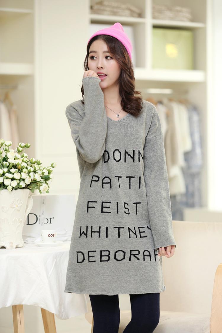 fashion เสื้อกันหนาวไหมพรม สีเทา คอวี ใส่เที่ยว สีสดใส น่ารักๆ