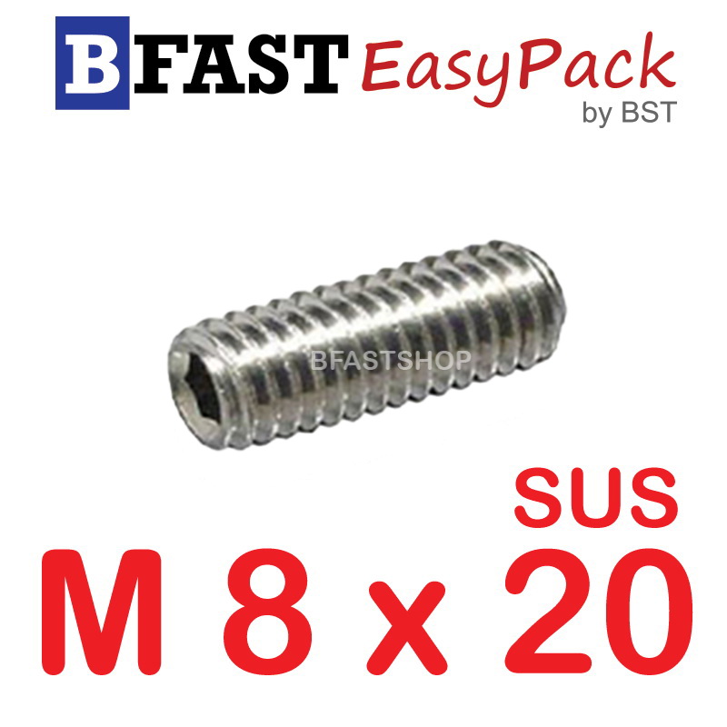 สกรูตัวหนอนสแตนเลส SUS M8 x 20 (5 ตัว/ถุง)