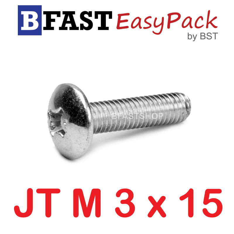 สกรูสแตนเลส SUS JT M3 x 15 (20 ตัว/ถุง)