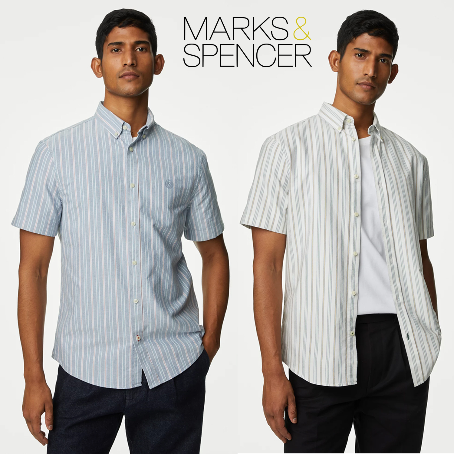 MARKS & SPENCER Easy Iron Pure Cotton Striped Oxford Shirt