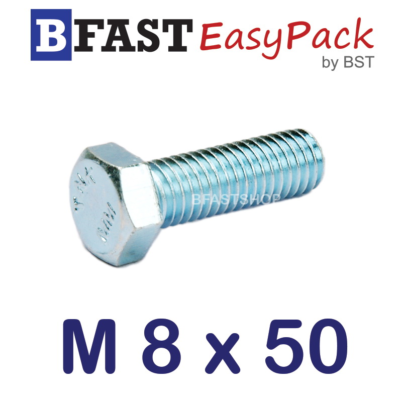 สกรูมิลขาว M 8 x 50 (6 ตัว/ถุง) *เกลียวตลอด*