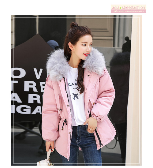 เสื้อกันหนาวฮู้ดดี้ แต่งเฟอร์หนาฟู งานเกรดดีเหมือนแบบ บุนวมหนา อุ่นมาก หิมะก็เอาอยู่ (ถอดขนถอดฮู้ดได้) ชมพูฮู้ดเทา M