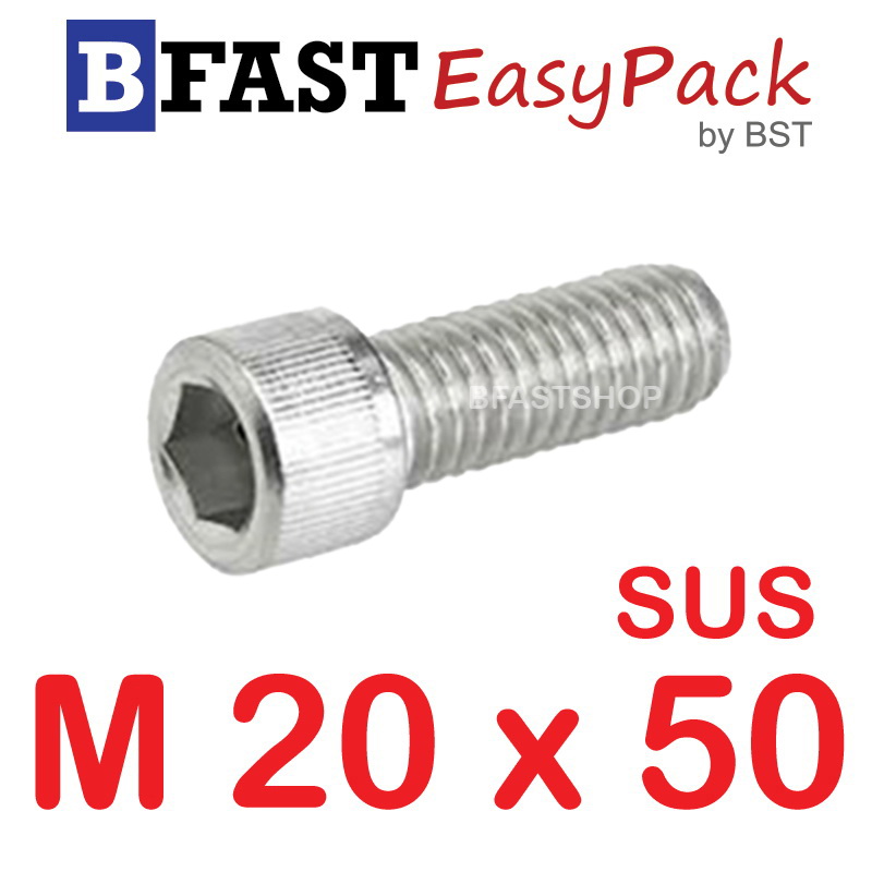 สกรูหัวจมสแตนเลส SUS M20 x 50 (1 ตัว/ถุง)