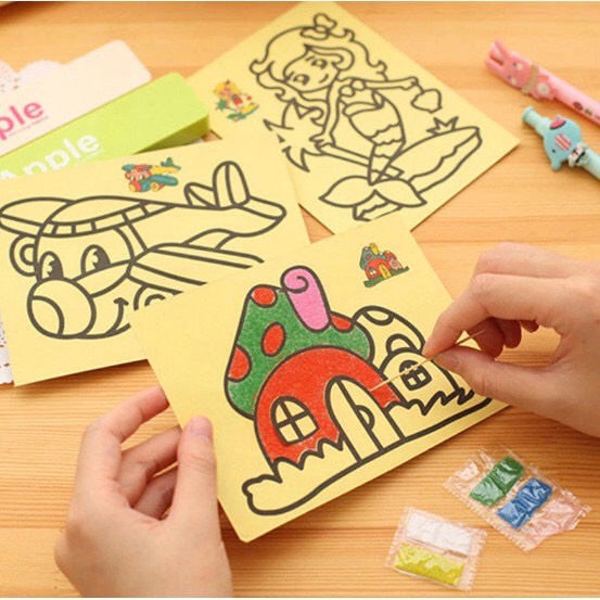 S ทรายโรยสี สติกเกอร์ทราย แผ่นโรยทราย sand sticker SMALL 20.5x15 cm