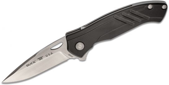 มีดพับ Buck 294 Momentum Flipper Knife Assisted 3.125" S30V Satin Plain Blade, Black Cerakote Coated Aluminum Handles - 12225