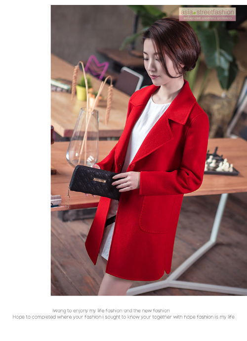 เสื้อโค้ท สไตล์เกาหลี ทรงคลาสสิค ใส่ง่ายเข้ากับทุกชุด กันหนาวได้ดี พร้อมส่ง สีแดง