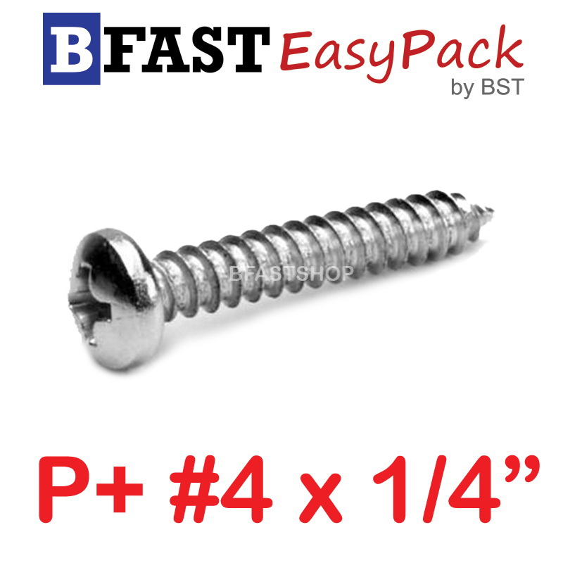 สกรูเกลียวสแตนเลส P+ SUS # 4 x 1/4" (20 ตัว/ถุง)