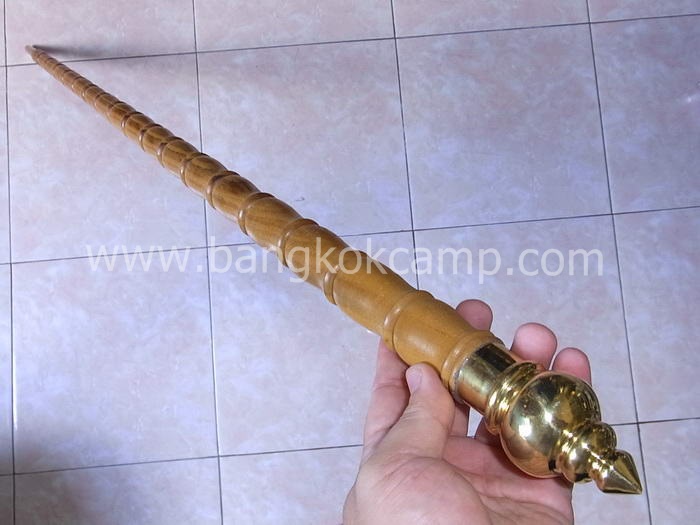 ไม้มงคลหายาก... ไม้ตะพด(พยอม) ลายสวยมาก หัวขุน+ท้ายทองเหลือง ยาว105ซม