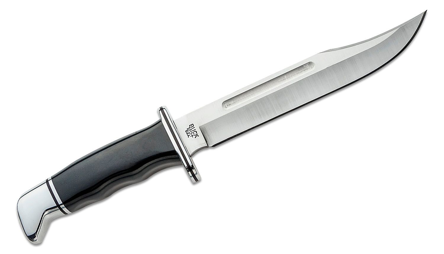 มีดใบตาย Buck 120 General Hunting Knife Fixed 7-3/8" Blade, Black Phenolic Handles - 2542